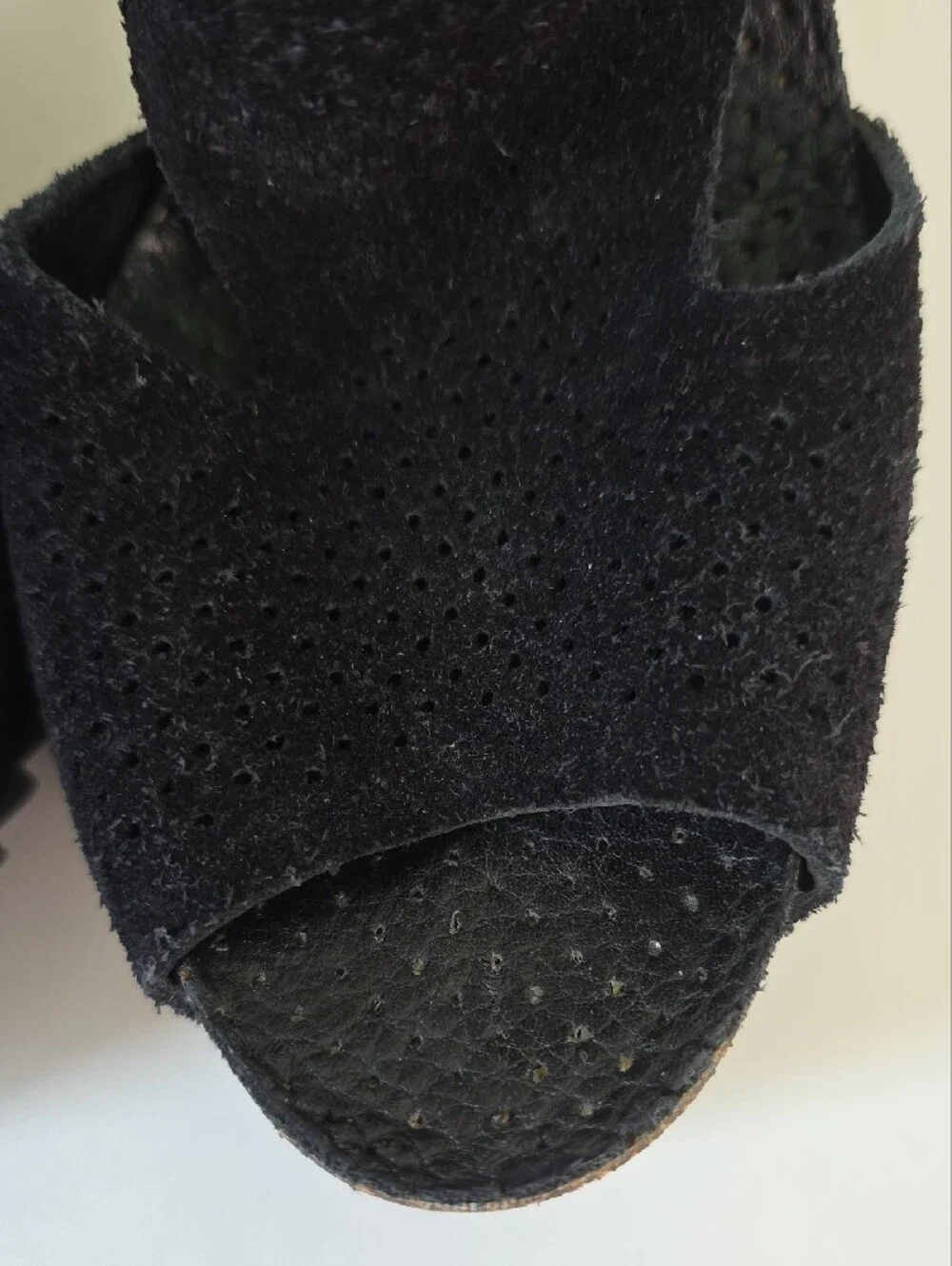 Pedro Garcia Black Suede Platform Wedge Sandals.  Size 37 1/2.  US Size 7